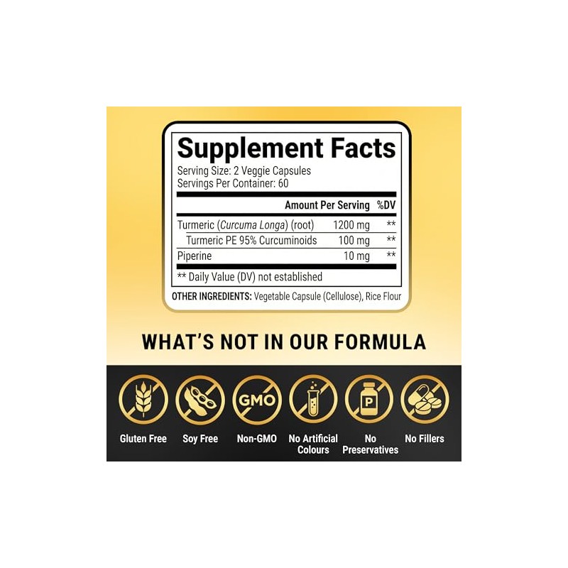 Turmeric Curcumin with Piperine (Black Pepper Extract) - 120 Veggie