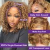 HIRIREMY Ombre Highlight Deep Wave Curly BOB Lace Front Wigs