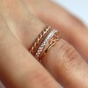 Rose Gold Dipped Sterling Silver Infinity Twisted CZ Stacking Rings