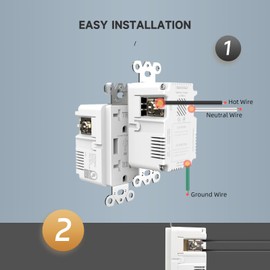 ALASTECH USB Wall Outlet, 20 Amp Duplex Tamper Resistant Receptacle with Type A & Type C USB Ports, 4.8A Type C Wall Charger, Wall Plate Included, ETL Listed, White, 1 Pack