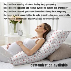 maizi Pregnant Pillow Customized Full Body Contour Pillow Satin Square Support Pillow 34X34 Insert Included Envelope Closure Machine Washable Breathing Comfort Pregnancy Sleep Gift Made in USA