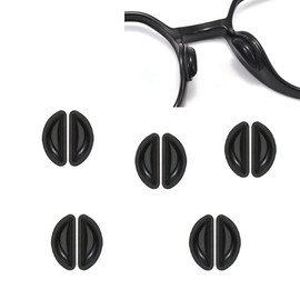 Eyeglasses Nose Pads, 5 Pairs Soft Silicone Self Adhesive Nose Pads,Anti Slip Air Cushion Stick on Nose Piece for Glasses Eyeglasses（Black）