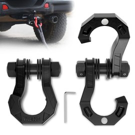 AMBULL 3/4" D Ring Separate Shackles, 52,910lbs Break Strength Easy Open Towing Winch Shackles, Heavy Duty Shackles with 7/8" Screw Pin for Tow Strap Winch Off Road Vehicle Recovery, BlackBlack