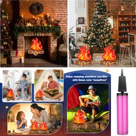 KRANX Fake Fire Ballons - 2 Pcs PVC 3D Fake Campfire Ballons 11" with 1 Pcs Manual Inflator, Fire Truck Birthday Decorations, Camping Theme Party Decoration, Wings of Fire Birthday Supplies