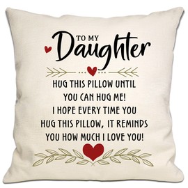 Bommex Daughter Gift from Mum Dad Hug Cushion Cover I Love You Reminder Gift for Daughter Birthday Gift Graduation Gift (DAUGHTER)