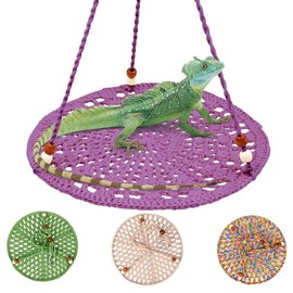 hokable Reptile Hammock, Reptile Hammock Swing Hanging Bed for Bearded Dragon Lizard Snake Gecko Chameleon Parrot Hamster Small Pets （9.8"*17.7" Purple）