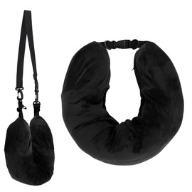 Travel Neck Pillow Stuffable with Clothes, Stuffable Neck Pillow for Airplanes Travel, Adjustable Soft Velvet U-Shaped Pillow Carry-on Luggage