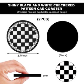Yourkar 2 PCS Cow Print Car Cup Coaster, 2.75 Inch Anti-Slip Auto Cup Holder Insert Coaster, Anti Slip Bling Cup Mats with Flower Pattern, Universal Interior Car Accessories (Checkerboard)
