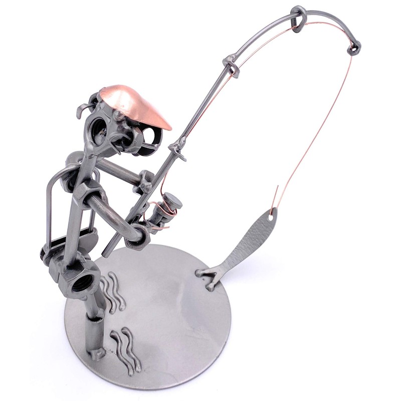 STEEMO Screw Man Fishing Gift Metal Art Decoration 18 x