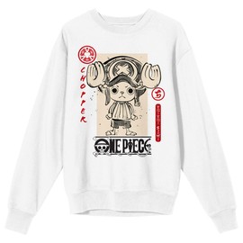 Bioworld One Piece (Animated Series) - Chopper, icon, logo on white Adult Crew Neck Sweatshirt - Large