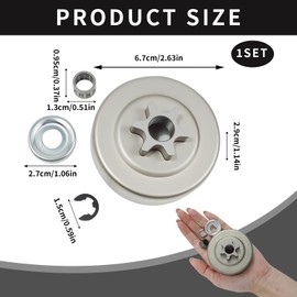 3/8 Inch 6 Tooth Sprocket Clutch Drum with Needle Bearing Accessories for Stihl 017 018 019T MS170 MS180 MS190T MS191 MS210 MS230 MS250 Chainsaw, Replacement for 1123 640 2003 & More Models