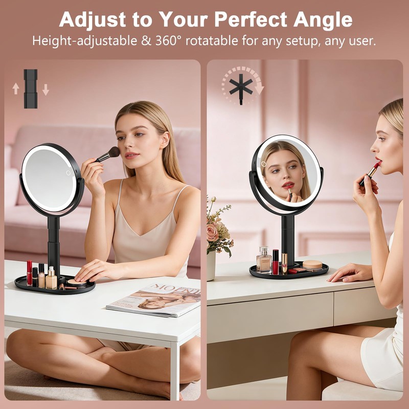 Rechargeable Lighted Makeup Mirror,10X Magnification, 7 Inch