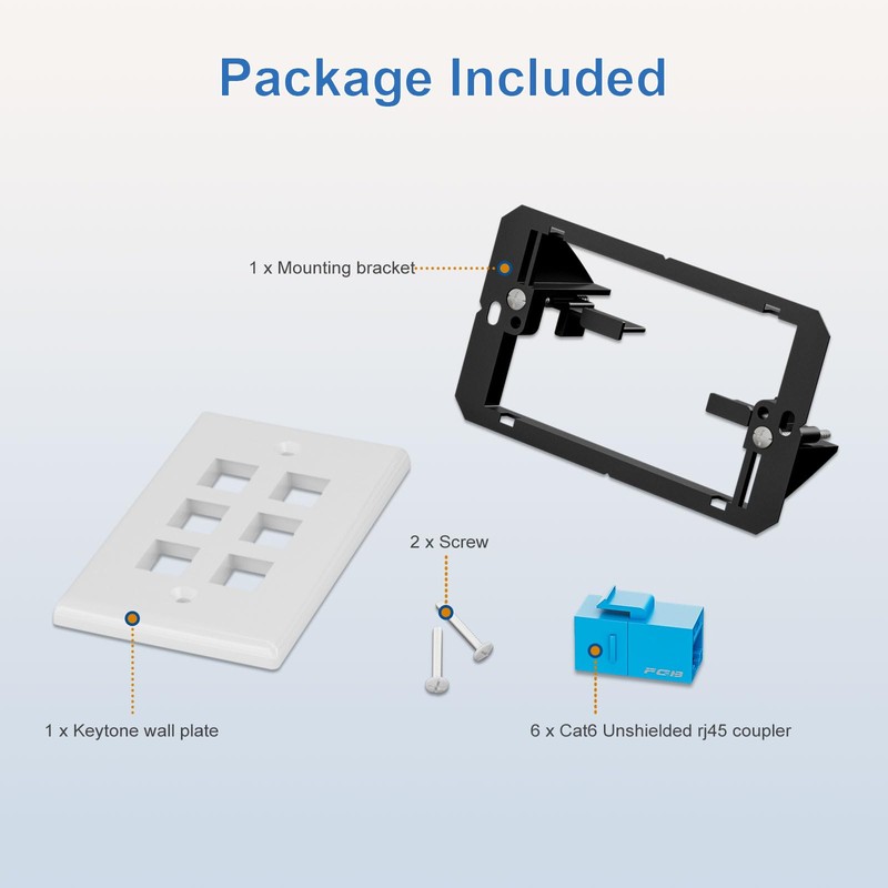 FGB 10Gbps Ethernet Wall Plate, 6 Port CAT6 Wall Plate