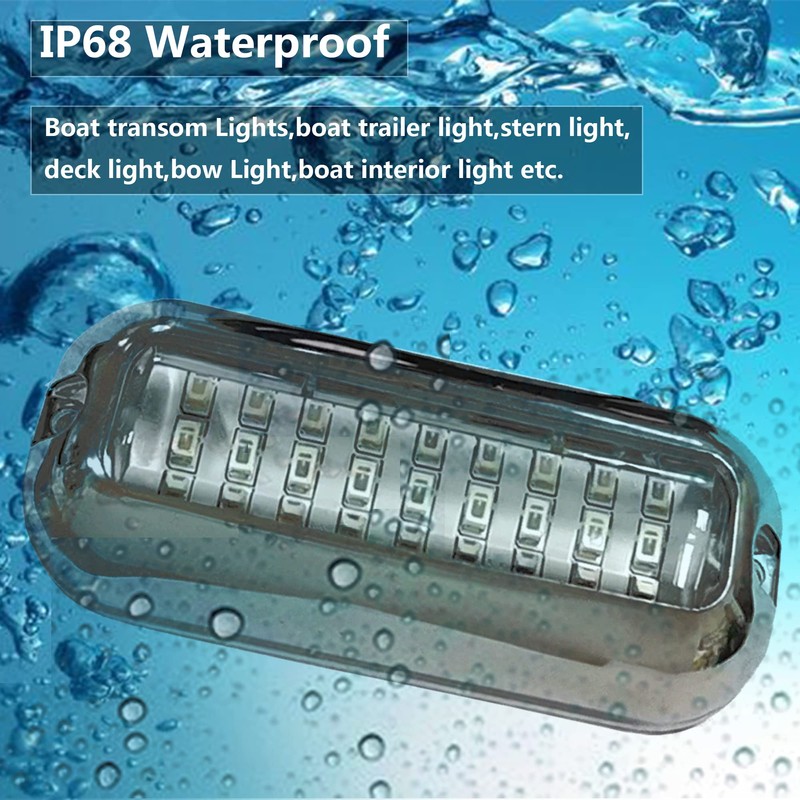 UWDESY 2Pcs 27 LEDs Blue Marine Boat Lights,IP68 Waterproof Underwater