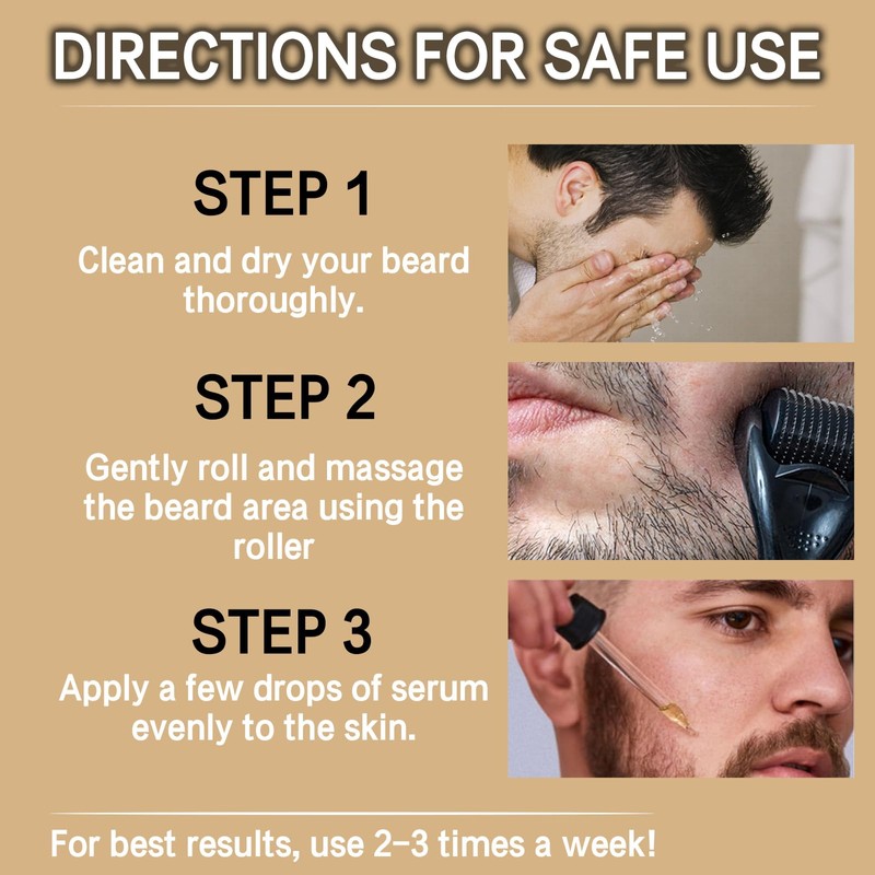 Beard Growth Kit, Beard Growth Set with Beard Roller, Beard