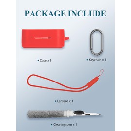 Case Cover for Nothing Ear 2024 Wireless Earbuds with ChatGPT Integration,Full Protective Soft Silicone Skin Case Cover Shock-Absorbing Protective Case with Keychain,Lanyard and Cleaning Pen，Red