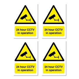 CCTV in Operation, Pack of 4, Safety Sign, Security Camera Closed Circuit TV, A6 105 x 148mm - 3mm Foamex - Outdoor or Indoor - Punkcards