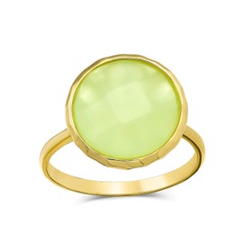 Multifaceted Seafoam Green Simulated Chalcedony Or Pink Simulated Rose Quartz Statement Ring 14K Gold Plated .925 Silver