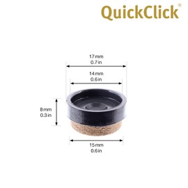 Wagner QuickClick® Felt Gliders, Furniture Glides, Chair Glides, Set of 8 Replacement Glides, Interchangeable, Special Fibre, SYNO Slim, Diameter 17 mm, for Base Diameter 17 mm, Made in Germany,