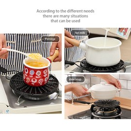 Difusor de calor para estufa de gas, placa caliente de inducción con asa, horno de gas, difusor térmico de acero inoxidable sólido (negro)