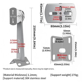 ZT-NET ZT-NET Security Camera Corner Pole Mounting Bracket Stainless Steel Mount with Extension Arm for Surveillance Systems Compatible with CCTV IP Cameras Indoor and Outdoor (Not Included Camera