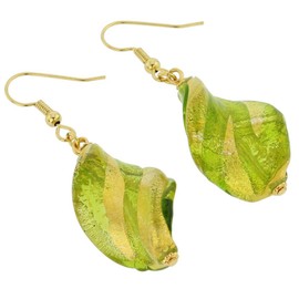 Royal Green Spiral Earrings, Glass, Crystal