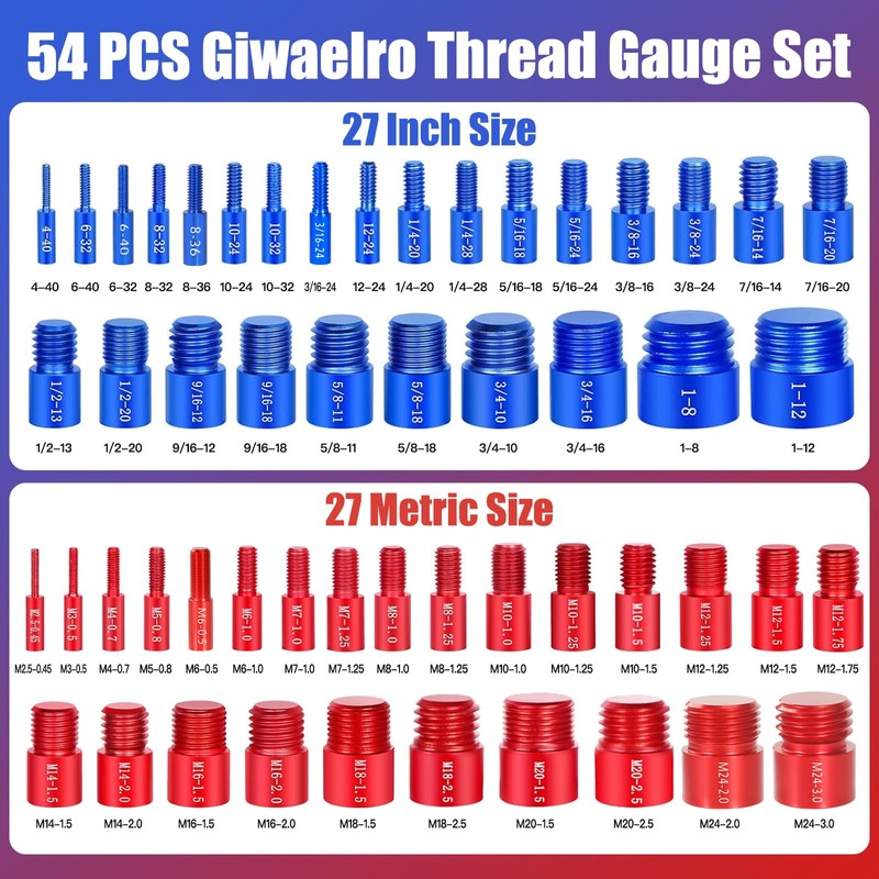 Nut and Bolt Thread Checker - 54 PCS Nut and