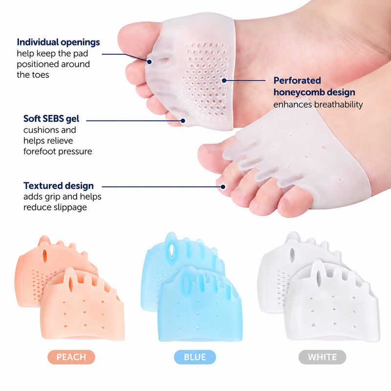 Silicone Toe Separator Forefoot Pad for Daily Comfort – Five-Hole