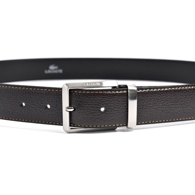 Lacoste LB84670 Men's Cow Leather Business Belt, dark brown