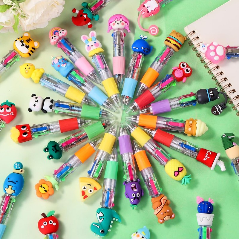 Vellibring 30pcs Mini Multicolor Pens in One 4-in-1, Bulk Cute
