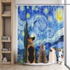 QWRSMYX Starry Night Shower Curtain Funny Animal Dog Cat Watch