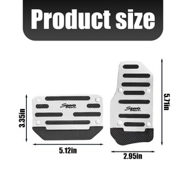 Sandfren 2PCS Car Transmission Pedal Cover Kits, Automatic Non-Slip Vehicle Gas and Brake Pad, Aluminum Alloy Safty Auto Gearbox Clutch Foot Pedal Replacement Accessories, Universal Fit (Silver)