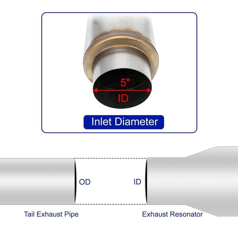 Exhaust Resonator 5" Inlet 5" Outlet High Performance Muffler 30"
