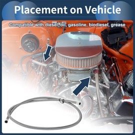 INFINAUTO AN4 Fuel Line Hose 4.5ft 1/5"ID Fuel Hose 4/9"OD for Car CPE Rubber Stainless Steel Braided Vacuum Hose Silver Tone