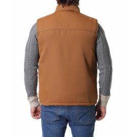 TUAOVA Men's Loose Fit Workwear Vest Fleece-Lined Durability Waterproof Mock-Neck Vest(Khaki,XXL)