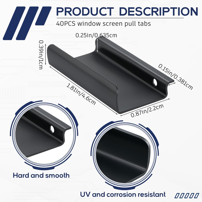 Yaocom 40 Pcs Window Screen Pull Tabs Window Screen Spline