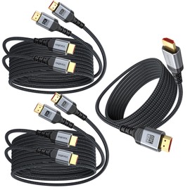 8K HDMI 2.1 Cable 6 FT 5-Pack, 48Gbps High Speed Braided HDMI Cord Pack with CL3 Rated for Game Monitor TV, 4K@120Hz/144Hz 8K@60Hz, HDR10, DTS:X,eARC/ARC for PC Laptop, Monitor, HDTV,Soundbar