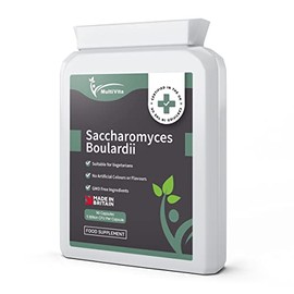 Saccharomyces Boulardii Probiotic (5 Billion CFU per Capsule) 90 Capsules – High Strength Non-Colonising Yeast with Added Olive Leaf, Vitamin D3 & Biotin – Refrigeration Not Required