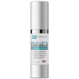 Neck Cream for Tightening and Firming, Anti-Aging Peptide Serum, 1 fl oz | Skin Perfection, 20% Pepha-Tight + Relistase + DMAE + Matrixyl; for Face, Neck, Decollete; Paraben-Free, Fragrance-Free