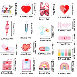 Ymapinc 17pcs Iron on Medical Nurse Patches, Cartoon Nursing Embroidered Appliques Sew on Patch for Hats Clothes T-Shirts Jeans Pants Jackets Bags Backpacks