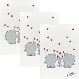 Kracht Ottifant Hearts Half-Linen Tea Towels 50 x 70 cm Pack of 3
