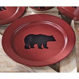 BLACK FOREST DECOR Crimson Bear Enamel Dinner Plate