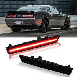 DERMOKA LED Side Marker Lights Red Rear Bumper Parking Signal Lamps for Dodge Challenger 2015-2023 Smoked Len, 2PCS