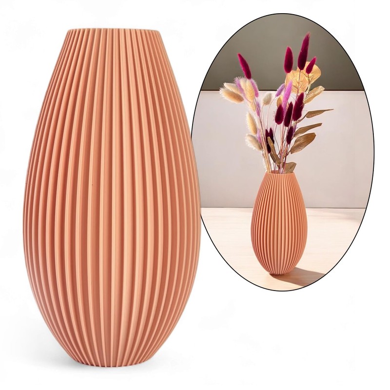 Artificial Flower Vase Unbreakable 20cm Modern Home Decor Boho Corrugation