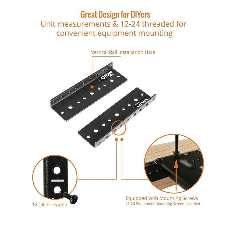 Tecmojo 3U Vertical Rack Rail Pair Kit DIY Rack Rails