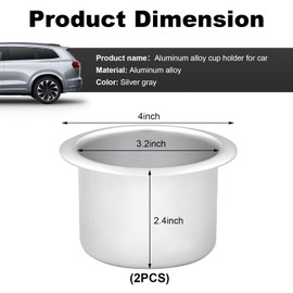 KVAEY 2 PCS Metal Sofa Recliner Handles Cup Holder, Insert Replacement Drink Can Holder for Car Truck Game Table, Drop in Cup Holder for Sofa Couch Boat Golf Cart, Car Accessories (Silver)