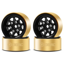 OGRC 1.0 RC Wheel Rims with Brass Rings Deep Dish Wheel Rims 1.0 Beadlock Wheels for 1/18 TRX4M 1/24 SCX24 C10 JLU Deadbolt Gladiator Bronco Crawler Car (Black)