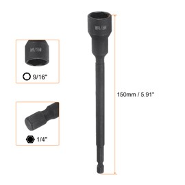 sourcing map 3Pcs Magnetic Nut Driver 9/16" x 1/4" Long Quick Change Hex Shank Magnetic SAE Nut Driver CRV Steel for Impact Drive Nuts Bolts Driver Bit Set for Drill