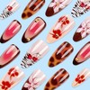 24Pcs Leopard French Tip Press on Nails Glossy Full Cover