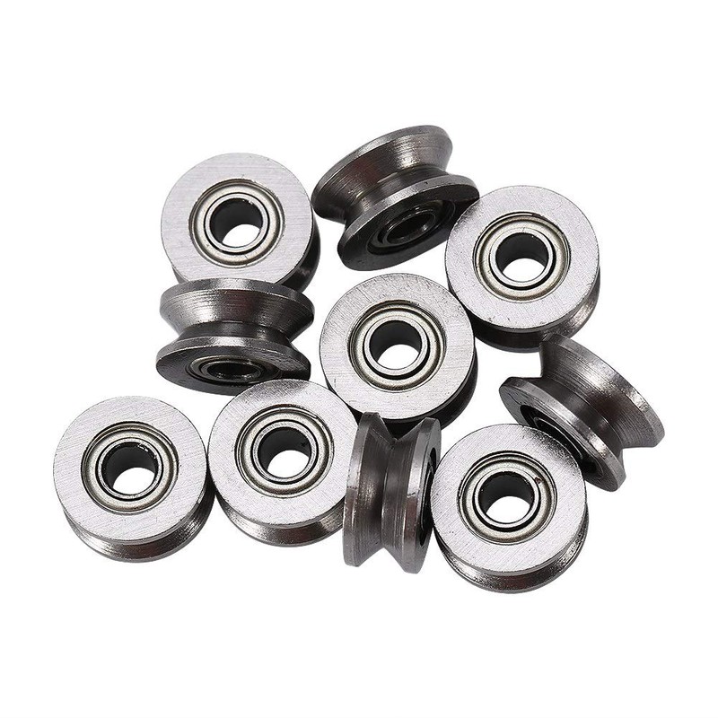 10pcs U624ZZ Miniature Steel U-groove Guide Pulley Rail Ball Bearing